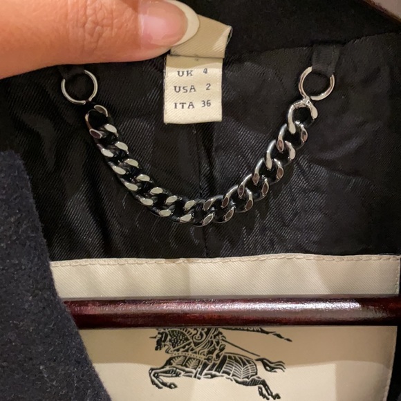 Burberry Woman’s Navy Wool/Cashmere Coat Jacket size US 2 - Picture 3 of 8